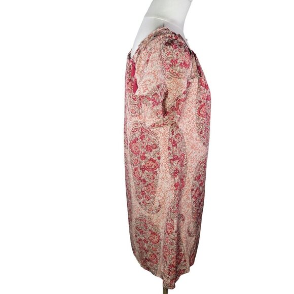 Madewell S Pink & Red Paisley Lightweight Off-Shoulder Silk Mini Dress Size S - Picture 9 of 10